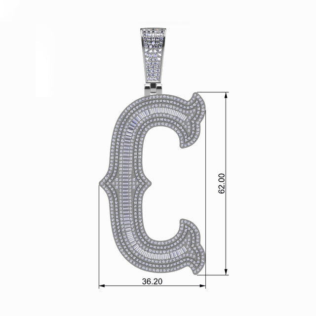 Brilliance Initial | Iced 925 Sterling Silver Moissanite Diamond Letter Hip Hop Pendant