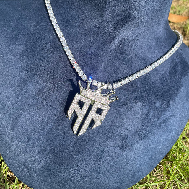 24k Gold 925 Silver Rose Gold Iced Double R Kings Crown Hip Hop Pendant