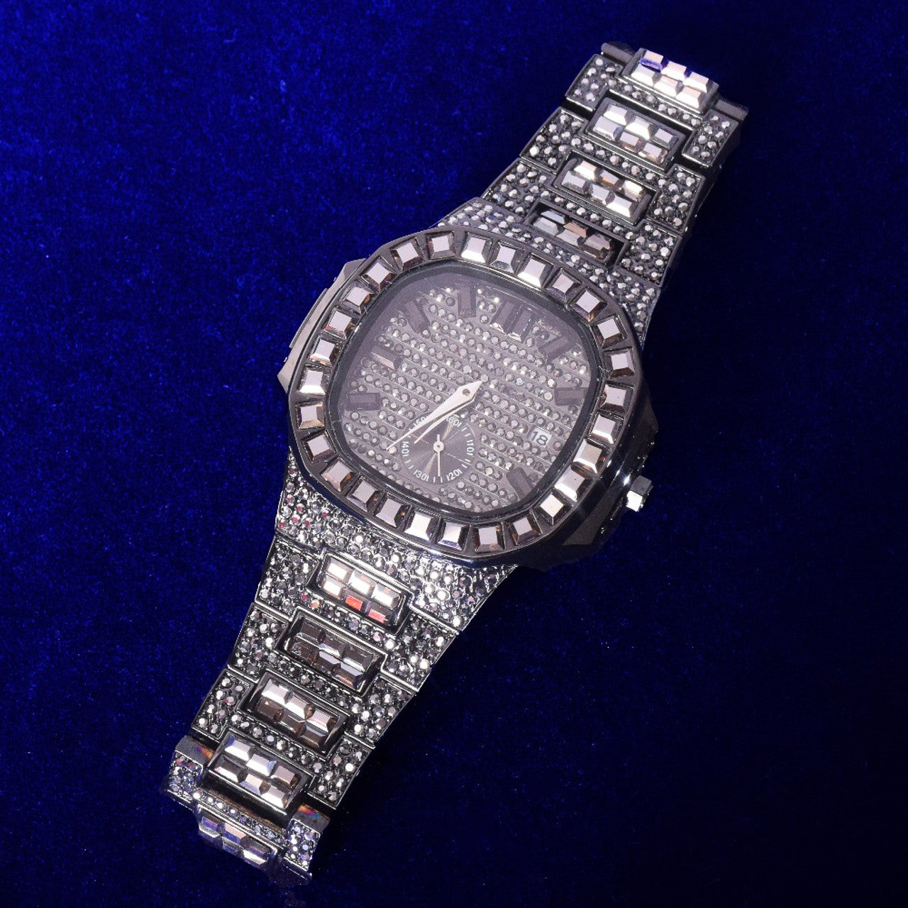 Flooded Ice Bust Down Square AAA Baguette Hip Hop Wrist Watch