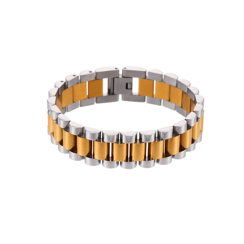 18k Gold Over Stainless Steel Clasp Wristband Wrap Bracelet