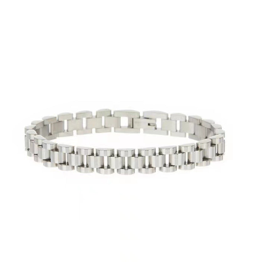 18k Gold Over Stainless Steel Clasp Wristband Wrap Bracelet