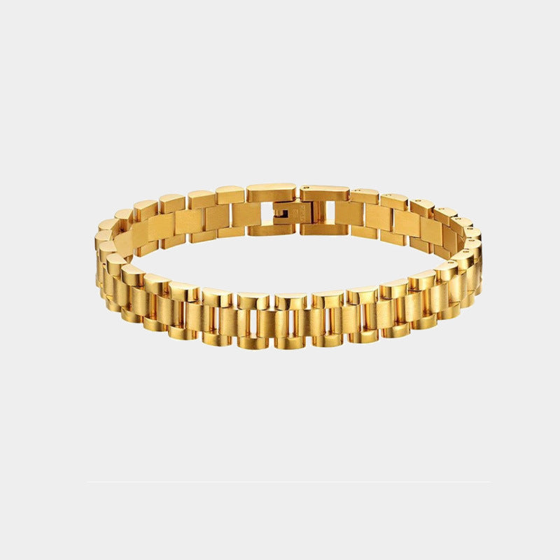 18k Gold Over Stainless Steel Clasp Wristband Wrap Bracelet