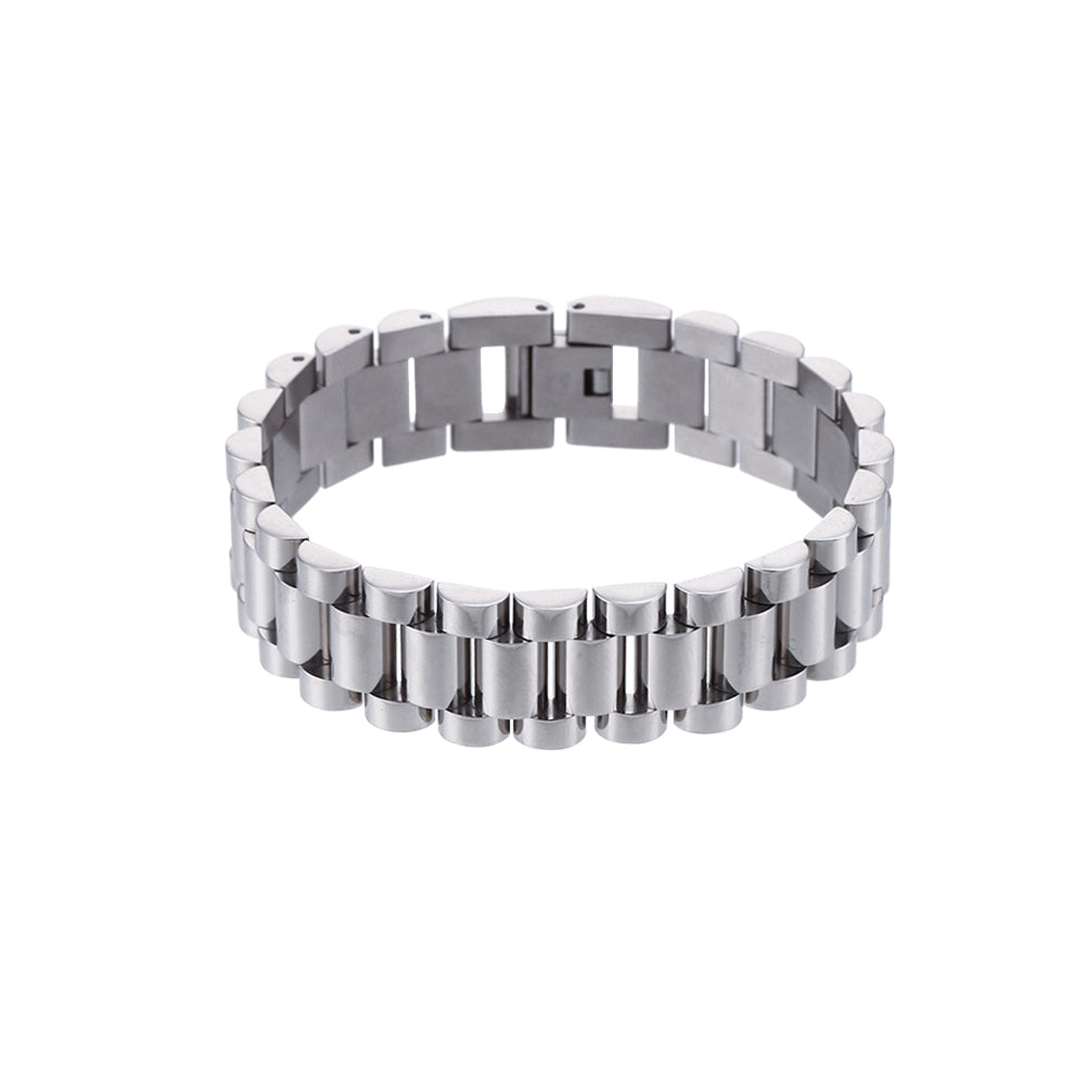 18k Gold Over Stainless Steel Clasp Wristband Wrap Bracelet