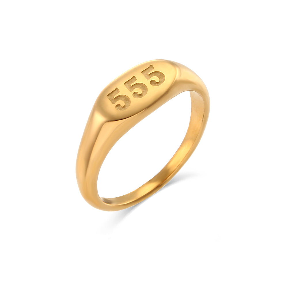 Angel Numbers | Women's 18K Gold Over Stainless Steel Lucky Number No Fade No Tarnish Rings