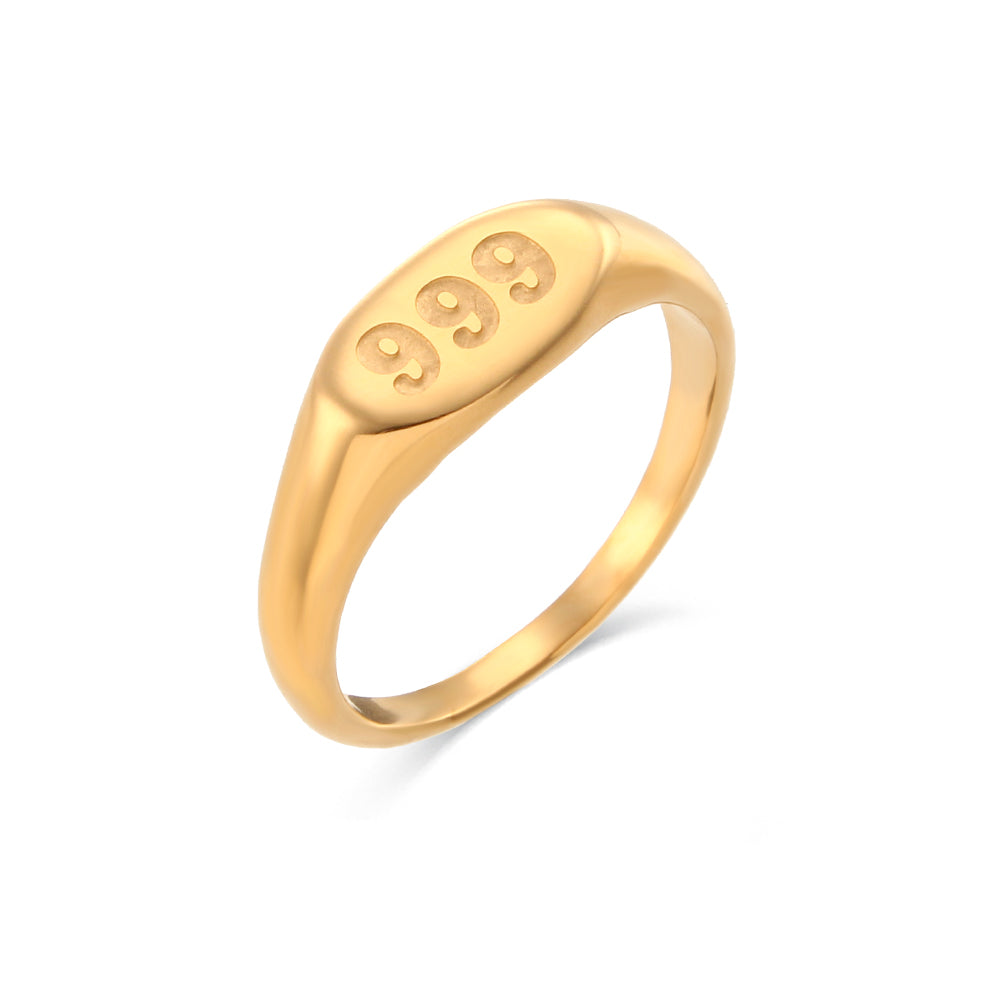 Angel Numbers | Women's 18K Gold Over Stainless Steel Lucky Number No Fade No Tarnish Rings