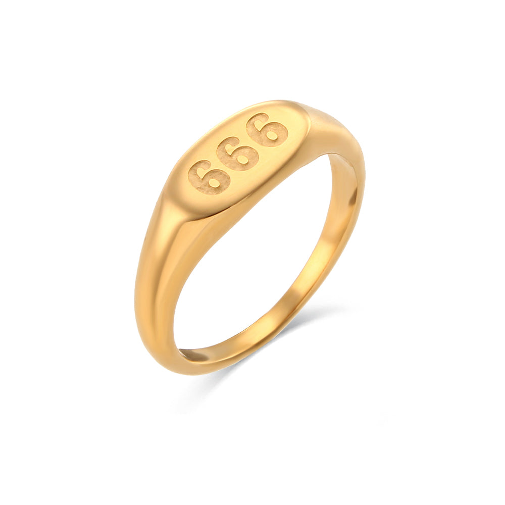 Angel Numbers | Women's 18K Gold Over Stainless Steel Lucky Number No Fade No Tarnish Rings
