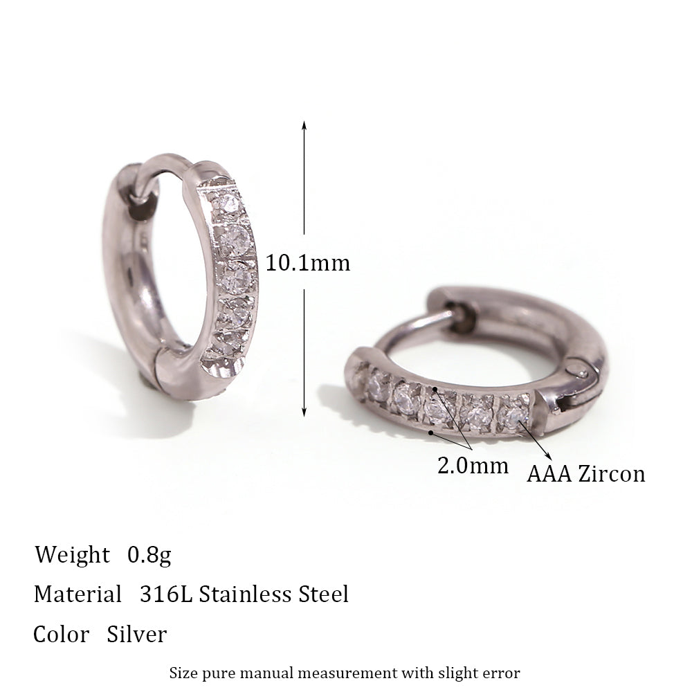 Crystal Paved | Gold Gemstone Huggie Hoop No Fade Waterproof Stainless Steel Hoop Earrings