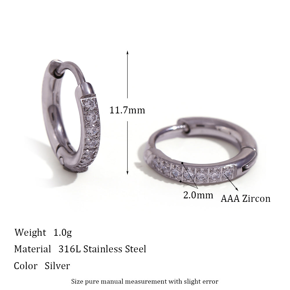 Crystal Paved | Gold Gemstone Huggie Hoop No Fade Waterproof Stainless Steel Hoop Earrings