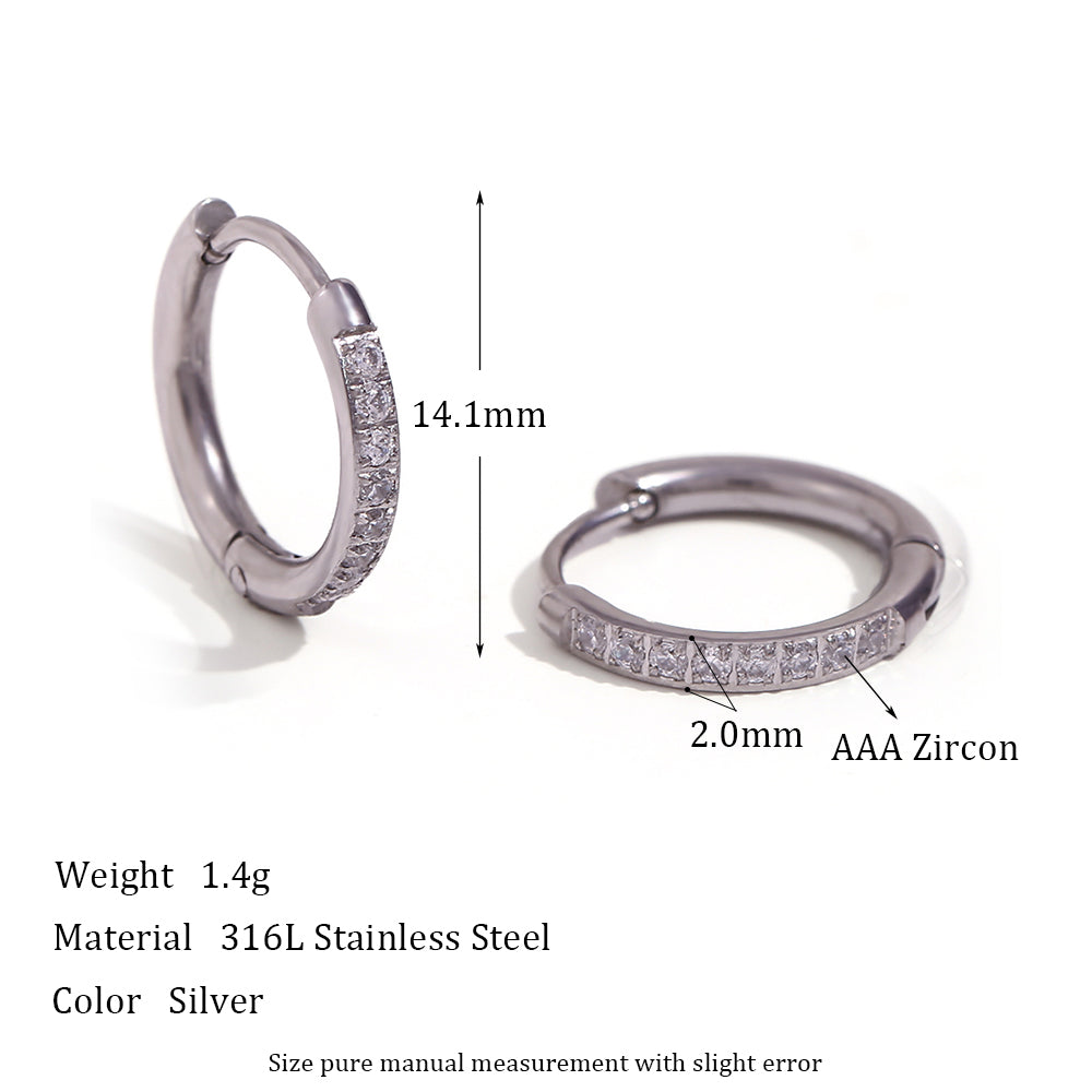 Crystal Paved | Gold Gemstone Huggie Hoop No Fade Waterproof Stainless Steel Hoop Earrings
