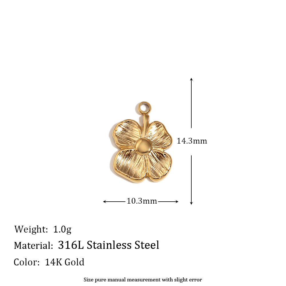 Women's Natural Stone DIY Necklace Waterproof 14k Gold Plated Stainless Steel Small Charms Pendants