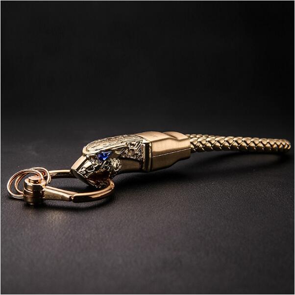 Genuine Leather Leopard Dragon Luxury Mens Car Key Chain