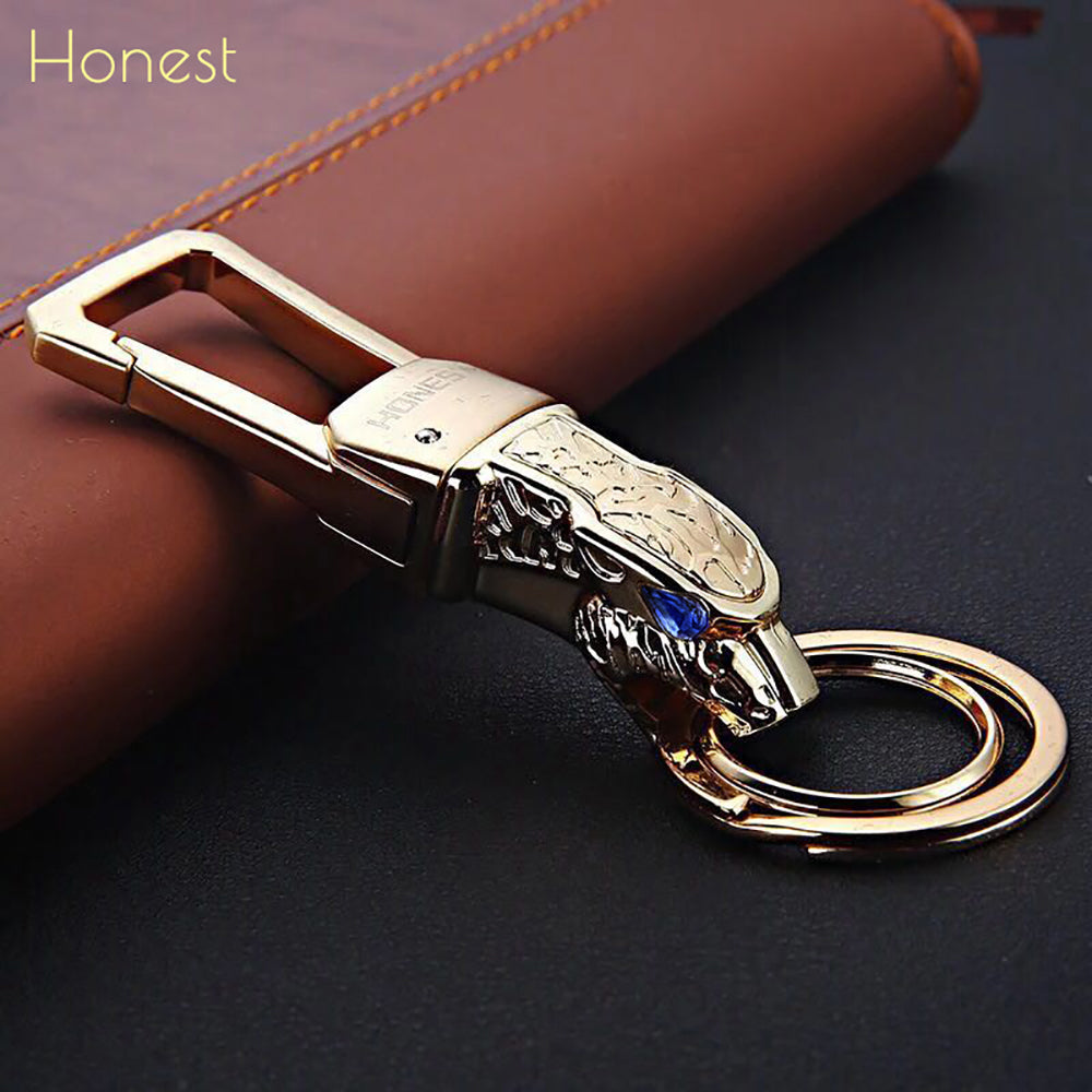 Genuine Leather Leopard Dragon Luxury Mens Car Key Chain