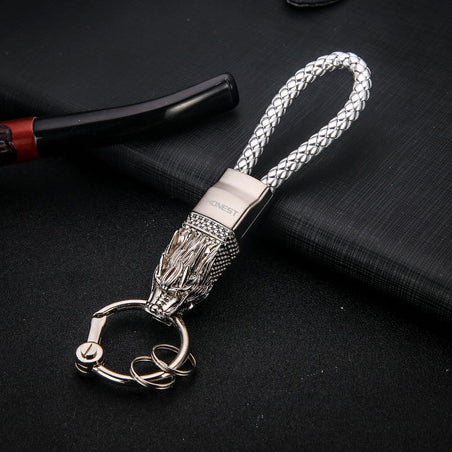 Genuine Leather Leopard Dragon Luxury Mens Car Key Chain
