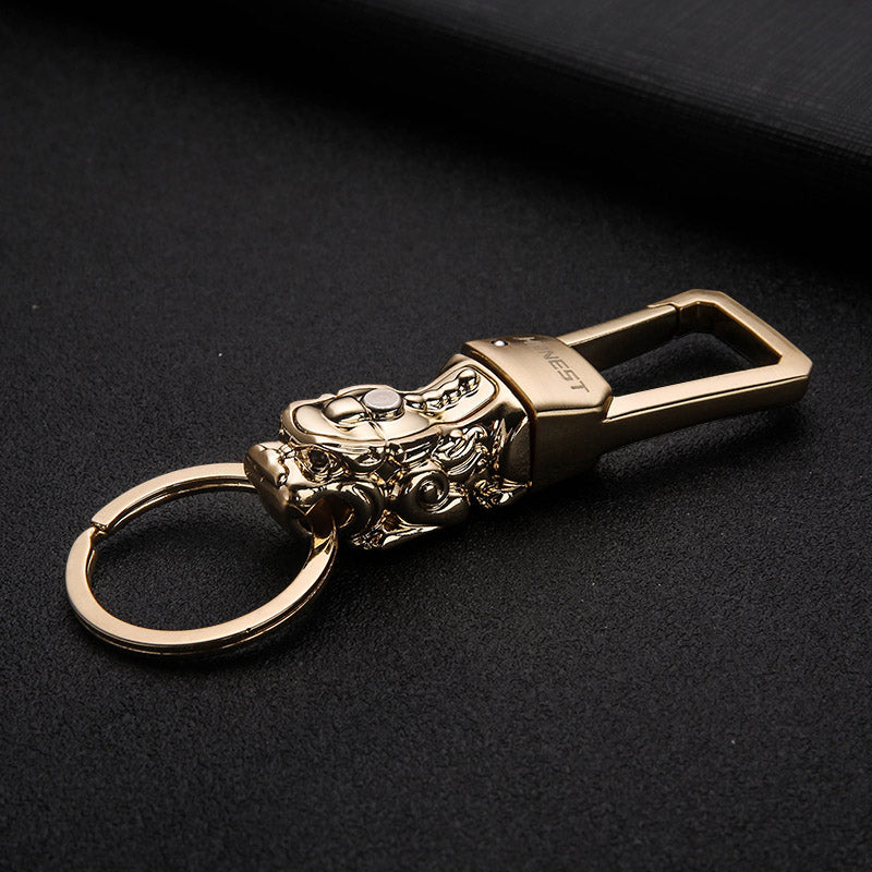 Genuine Leather Leopard Dragon Luxury Mens Car Key Chain