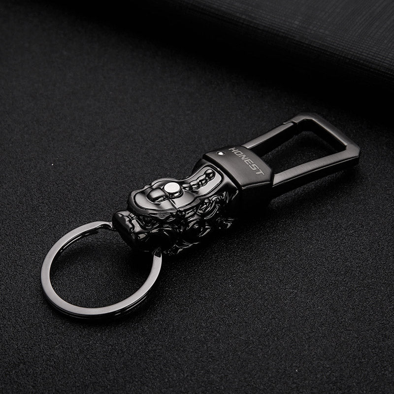 Genuine Leather Leopard Dragon Luxury Mens Car Key Chain