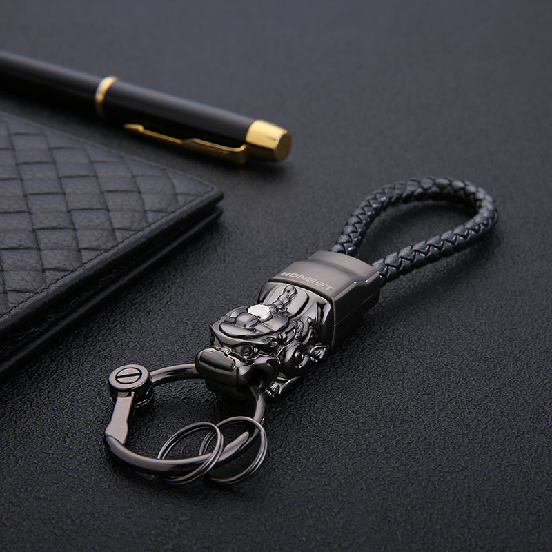 Genuine Leather Leopard Dragon Luxury Mens Car Key Chain