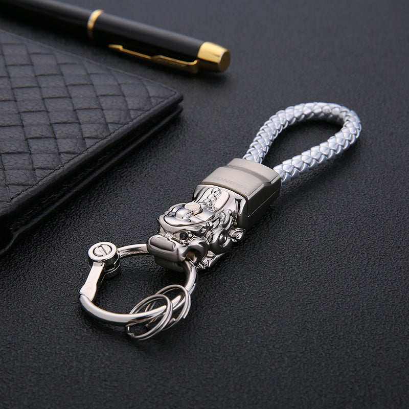 Genuine Leather Leopard Dragon Luxury Mens Car Key Chain