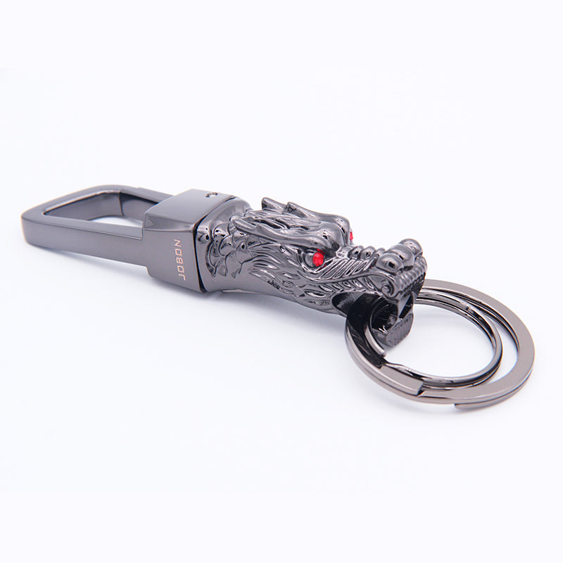 Genuine Leather Leopard Dragon Luxury Mens Car Key Chain
