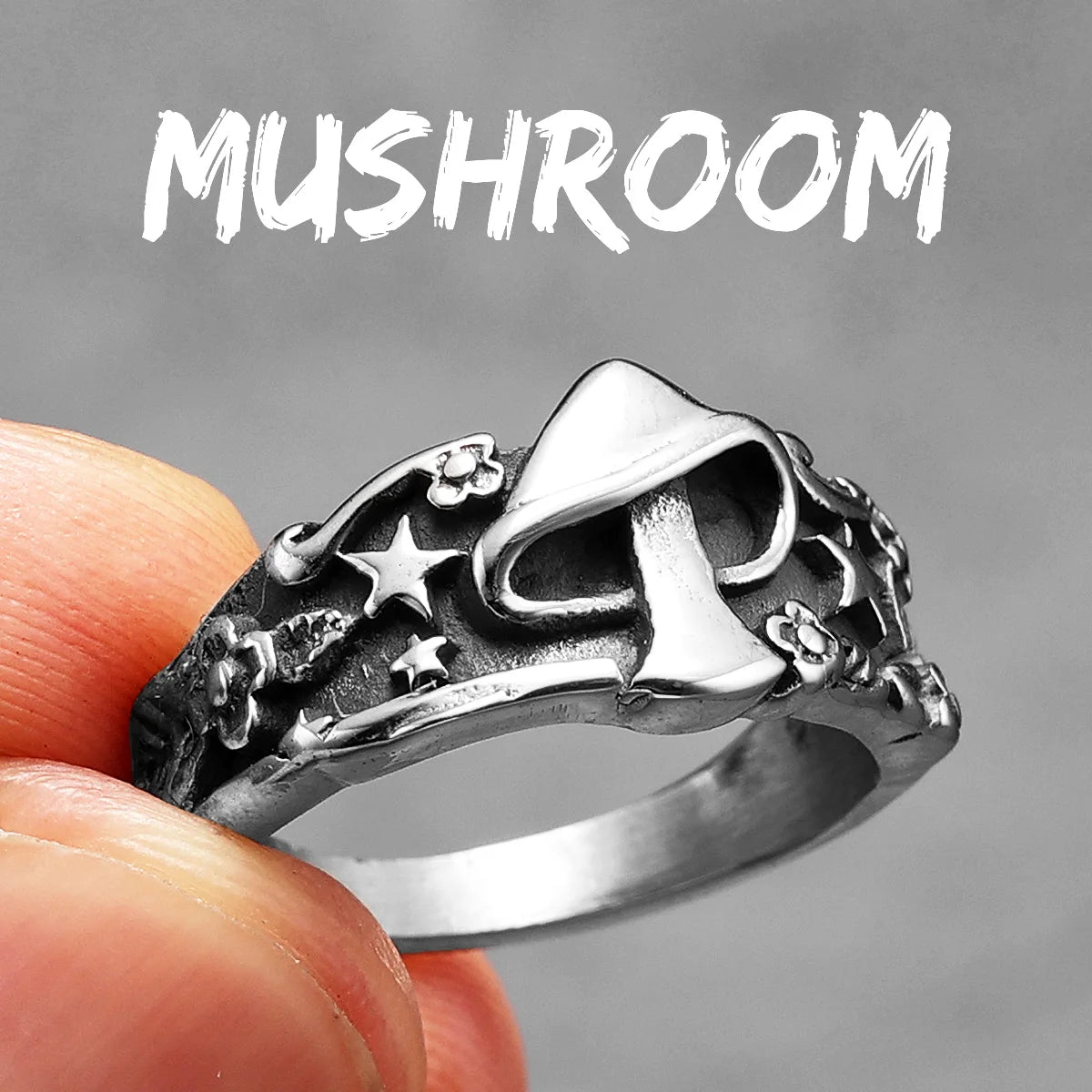 Mushroom Star | 3D No Fade Stainless Steel Men's Retro Fashion Rings