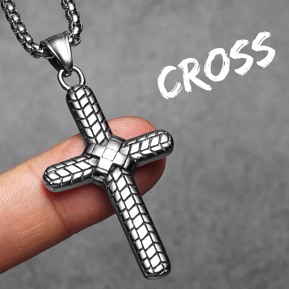 Snake Skin | Simple 316L No Fade Stainless Steel Ribbon Cross Pendant