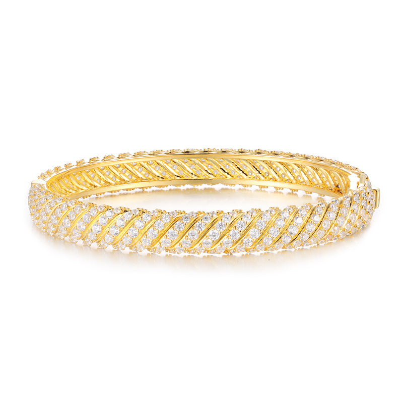Diamond Twist | Moissanite 8mm Solid Sterling Silver Iced Blinged Out Bangle Bracelets