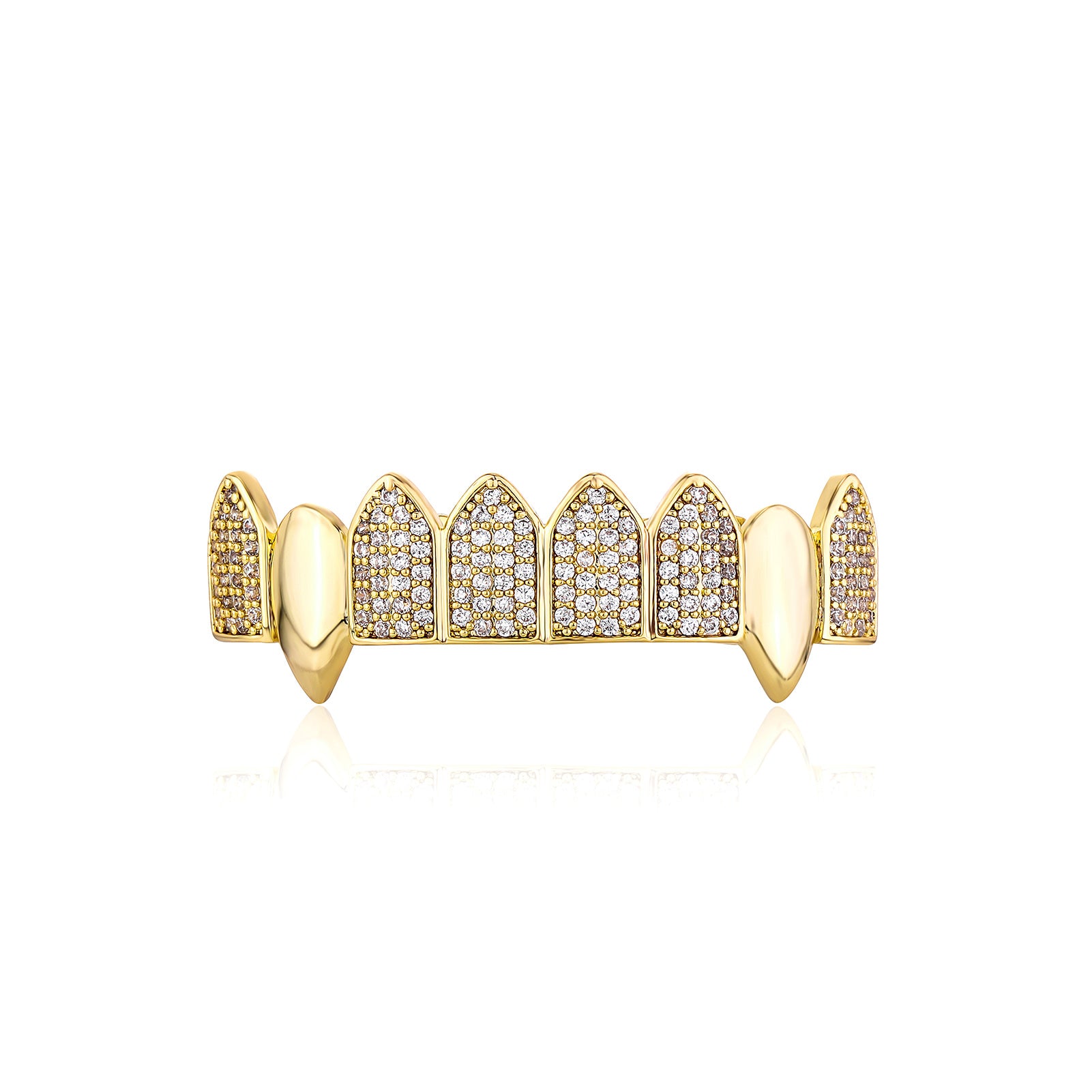 Fanged Ice | Hip Hop VVS Diamond Stone Mouth Teeth Grillz Caps Set