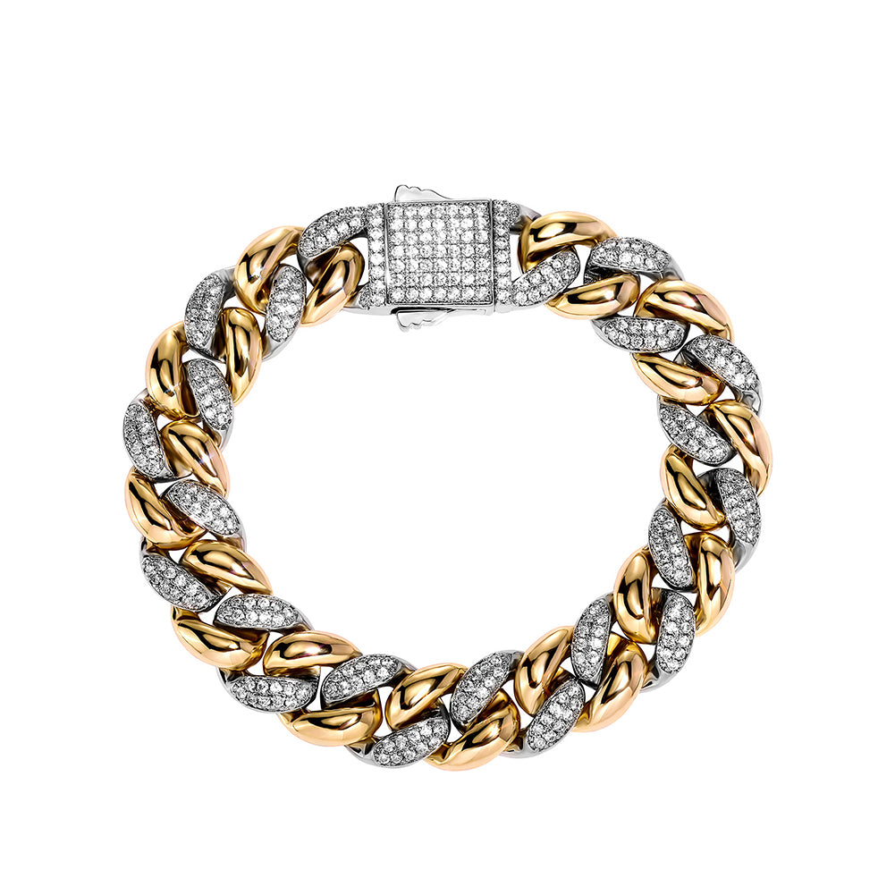 The Intertwined | Mens Gold Silve Miami Cuban Link 14mm Hip Hop Spring Clasp Bracelet