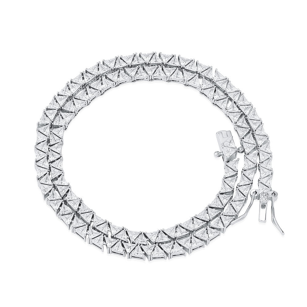 Trillion Cut | 5mm VVS Diamond CZ Iced Blinged Out Tennis Chain Necklace