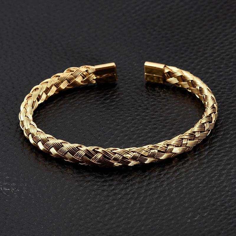 Royal Classic | Titanium Steel Hemp Weave Roman Numeral Stylish Luxury Bracelets