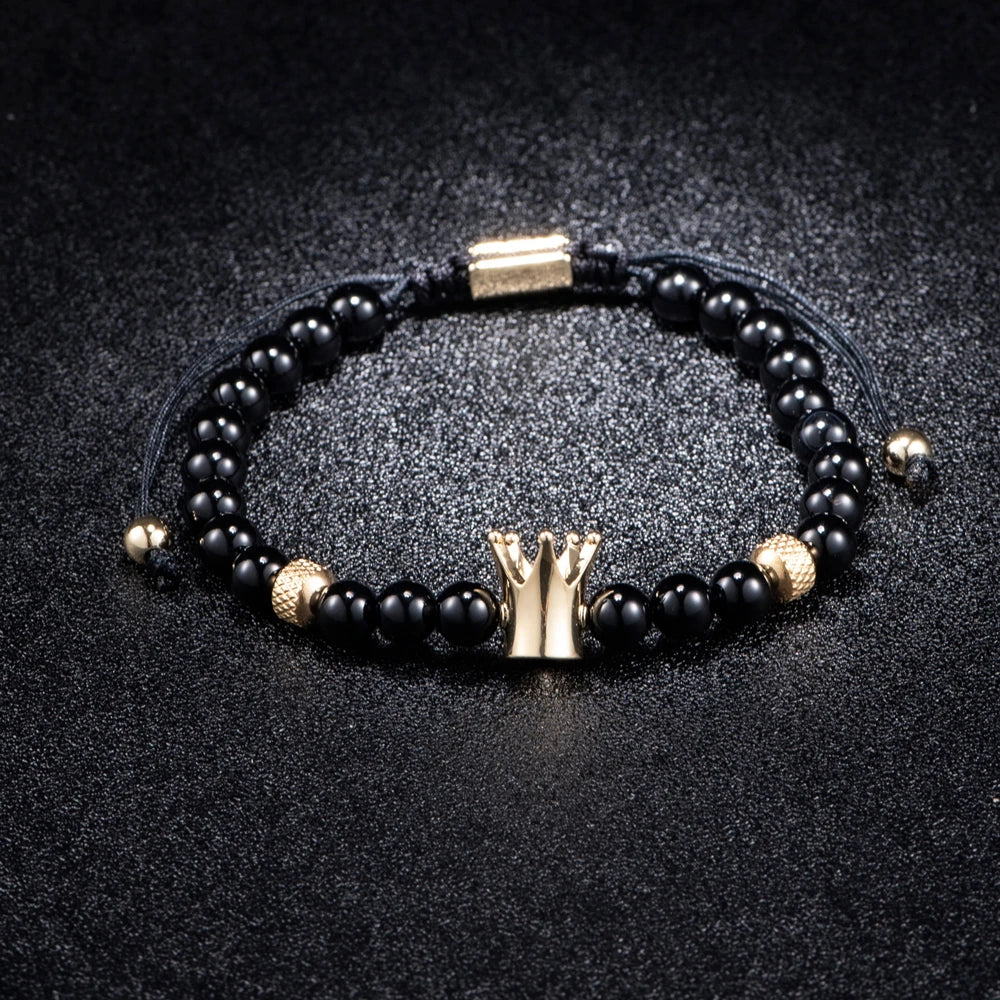 Black Gold | Simulate Diamond Crown Lion Head Skull Adjustable Stainless Steel Luxury Bracelets