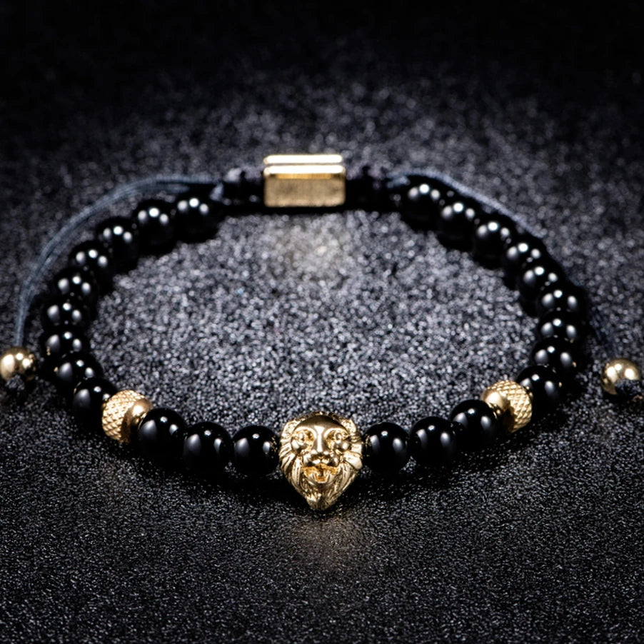 Black Gold | Simulate Diamond Crown Lion Head Skull Adjustable Stainless Steel Luxury Bracelets