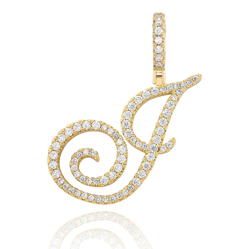 Cursive Ice | Style A-Z Cursive Letter VVS Diamond CZ Initial Name Pendant Necklace
