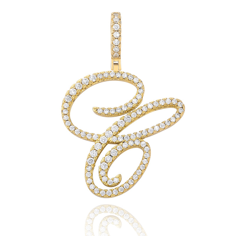Cursive Ice | Style A-Z Cursive Letter VVS Diamond CZ Initial Name Pendant Necklace