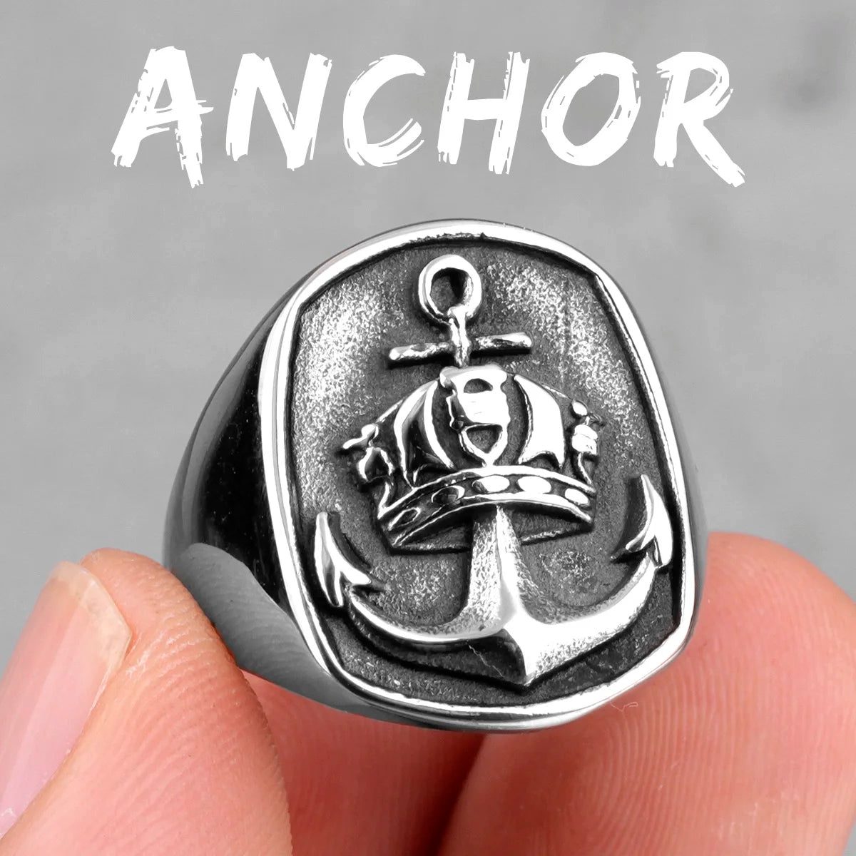 Nautical Navigator | 316L No Fade Stainless Steel Anchor Lighthouse Ocean Sailor Ship Men Rings