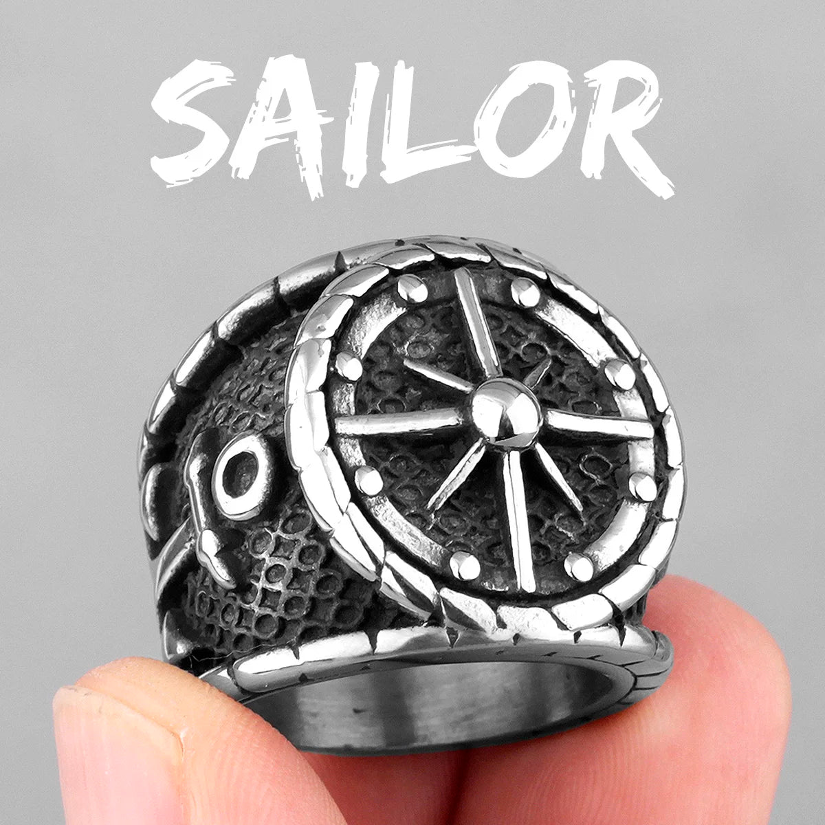 Nautical Navigator | 316L No Fade Stainless Steel Anchor Lighthouse Ocean Sailor Ship Men Rings