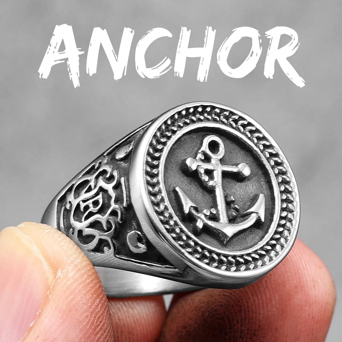 Nautical Navigator | 316L No Fade Stainless Steel Anchor Lighthouse Ocean Sailor Ship Men Rings