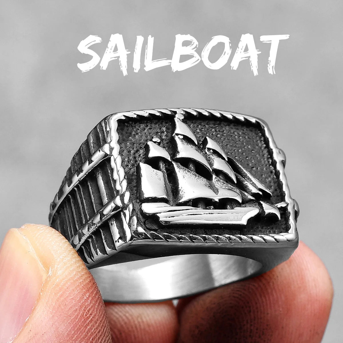 Nautical Navigator | 316L No Fade Stainless Steel Anchor Lighthouse Ocean Sailor Ship Men Rings