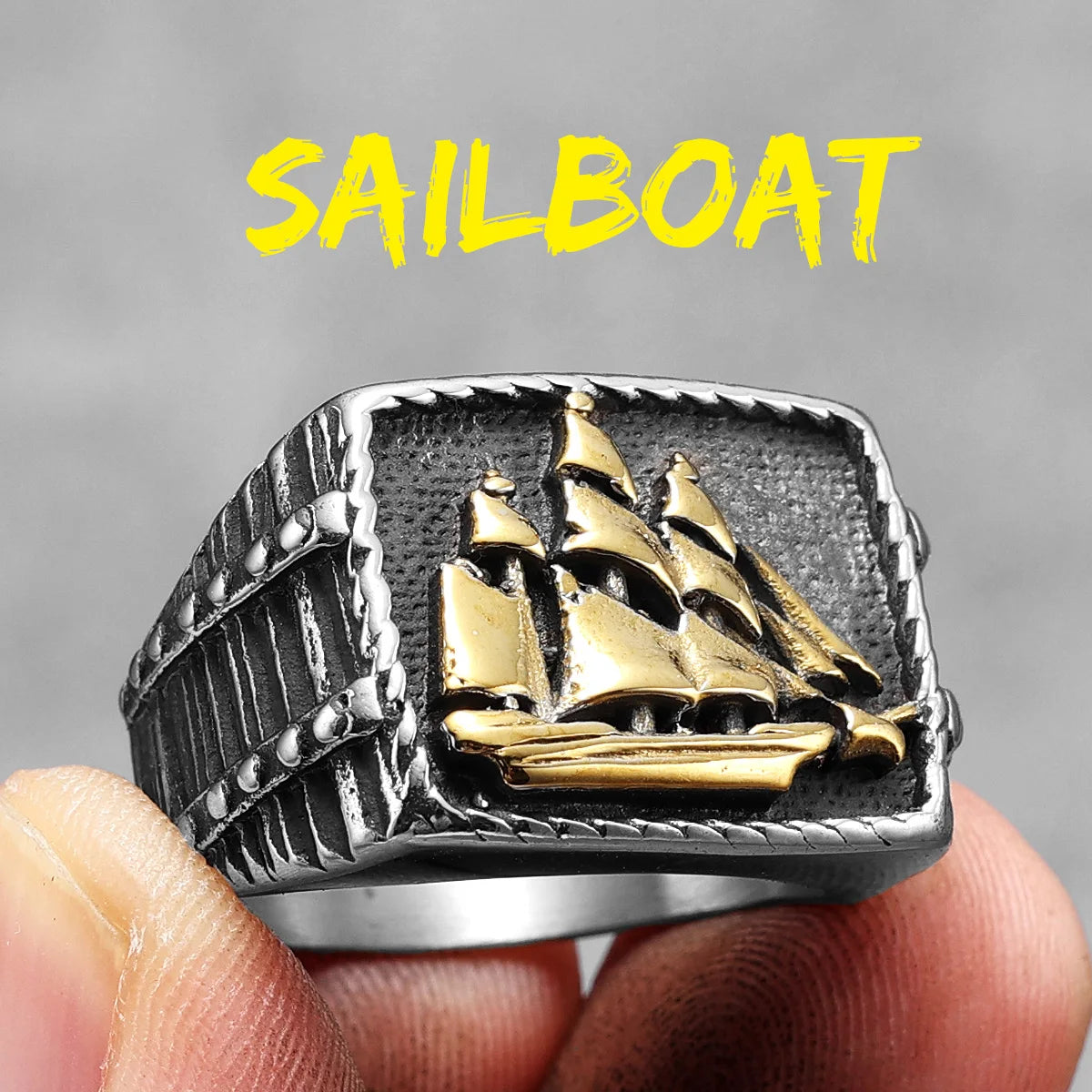 Nautical Navigator | 316L No Fade Stainless Steel Anchor Lighthouse Ocean Sailor Ship Men Rings