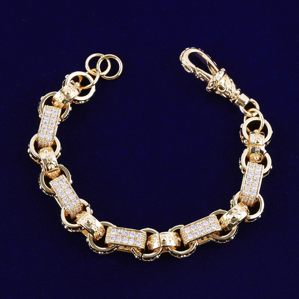 Iced Belcher Chain | Hip Hop VVS Diamond CZ Double Row Bling Chain Albert Clasp Bracelet