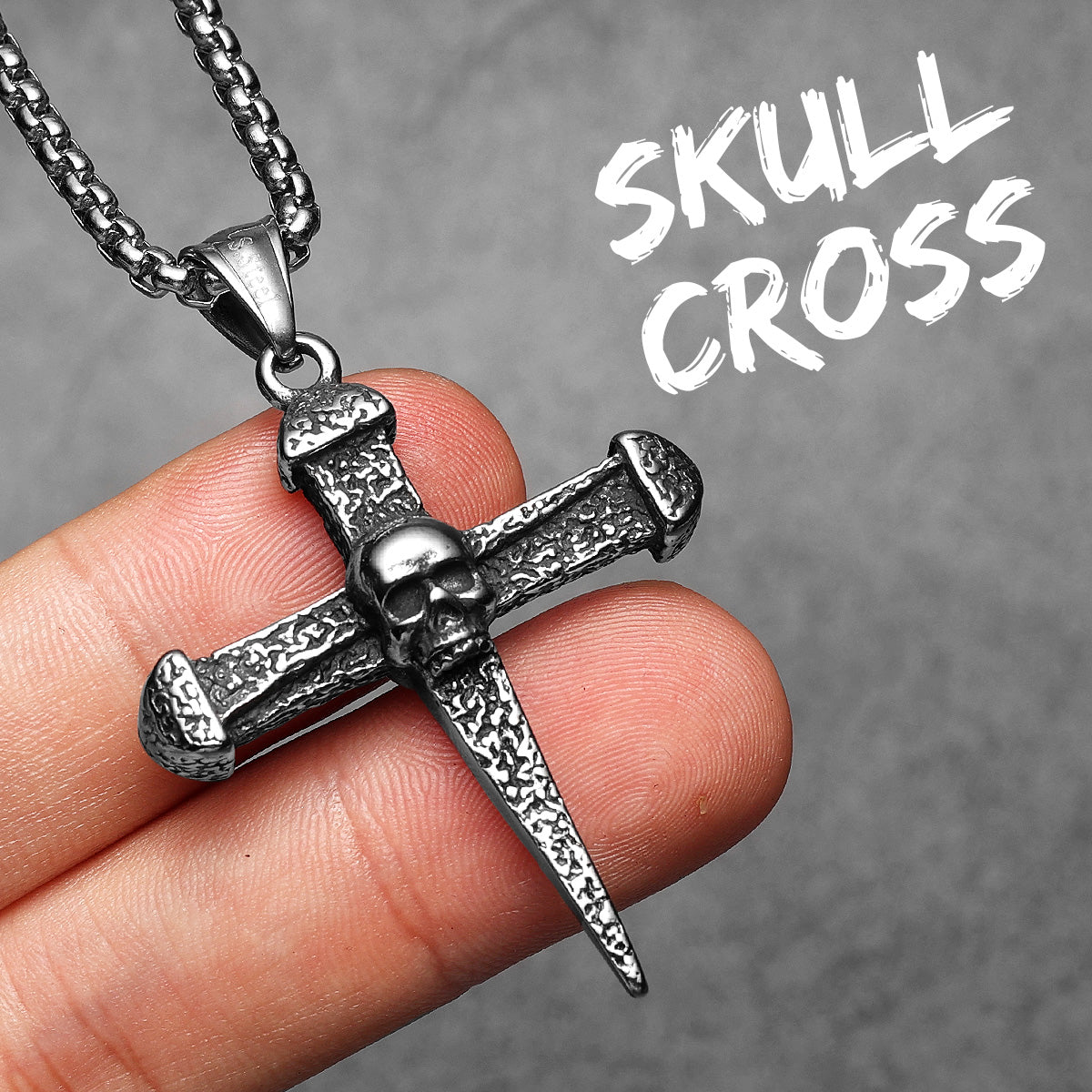 Turquoise Gem Skull | No Fade Stainless Steel Ancient Street Wear Cross Pendant