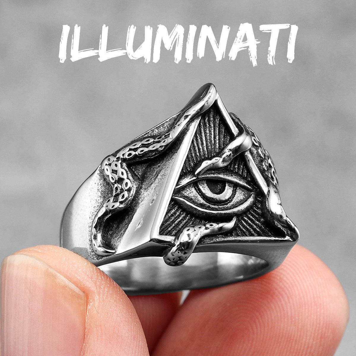 Freemason Illuminati | 316L No Fade Stainless Steel Triangle Masonic All Seeing Eye Rings
