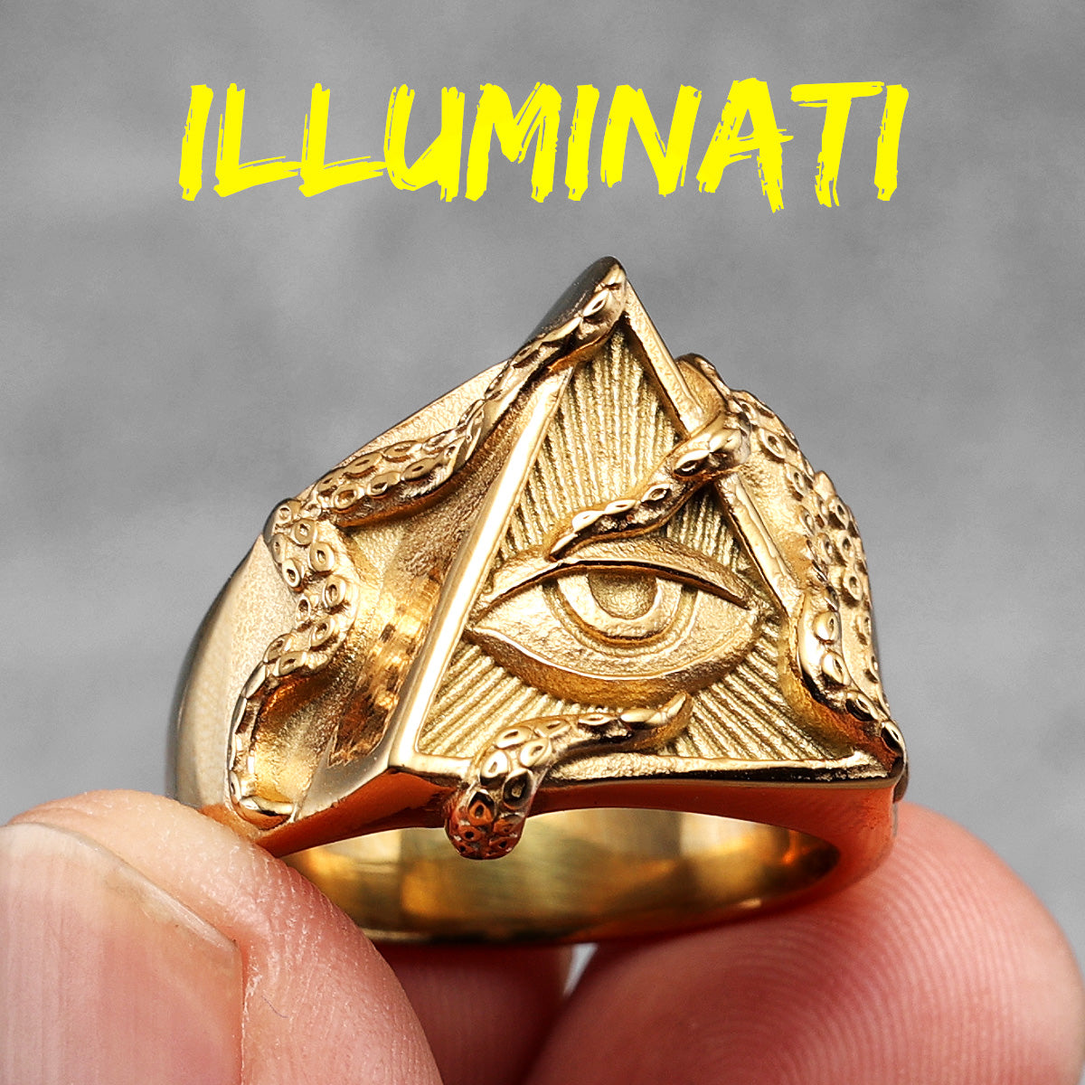 Freemason Illuminati | 316L No Fade Stainless Steel Triangle Masonic All Seeing Eye Rings