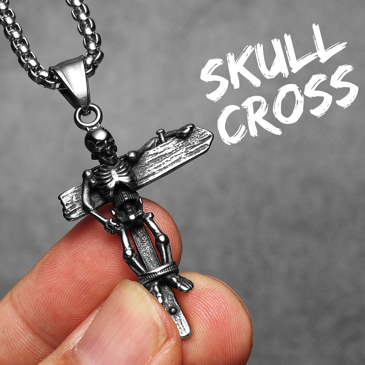Skull Cross | 316L No Fade Stainless Steel Broken Cross Skeleton