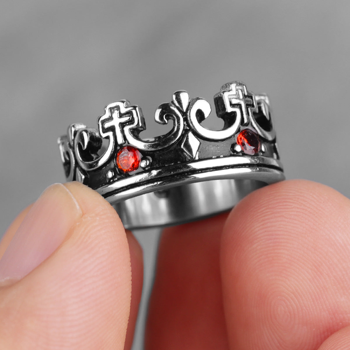 Royal Crown | 316L No Fade Stainless Steel Retro CZ Stone Fashion Street Wear Rings