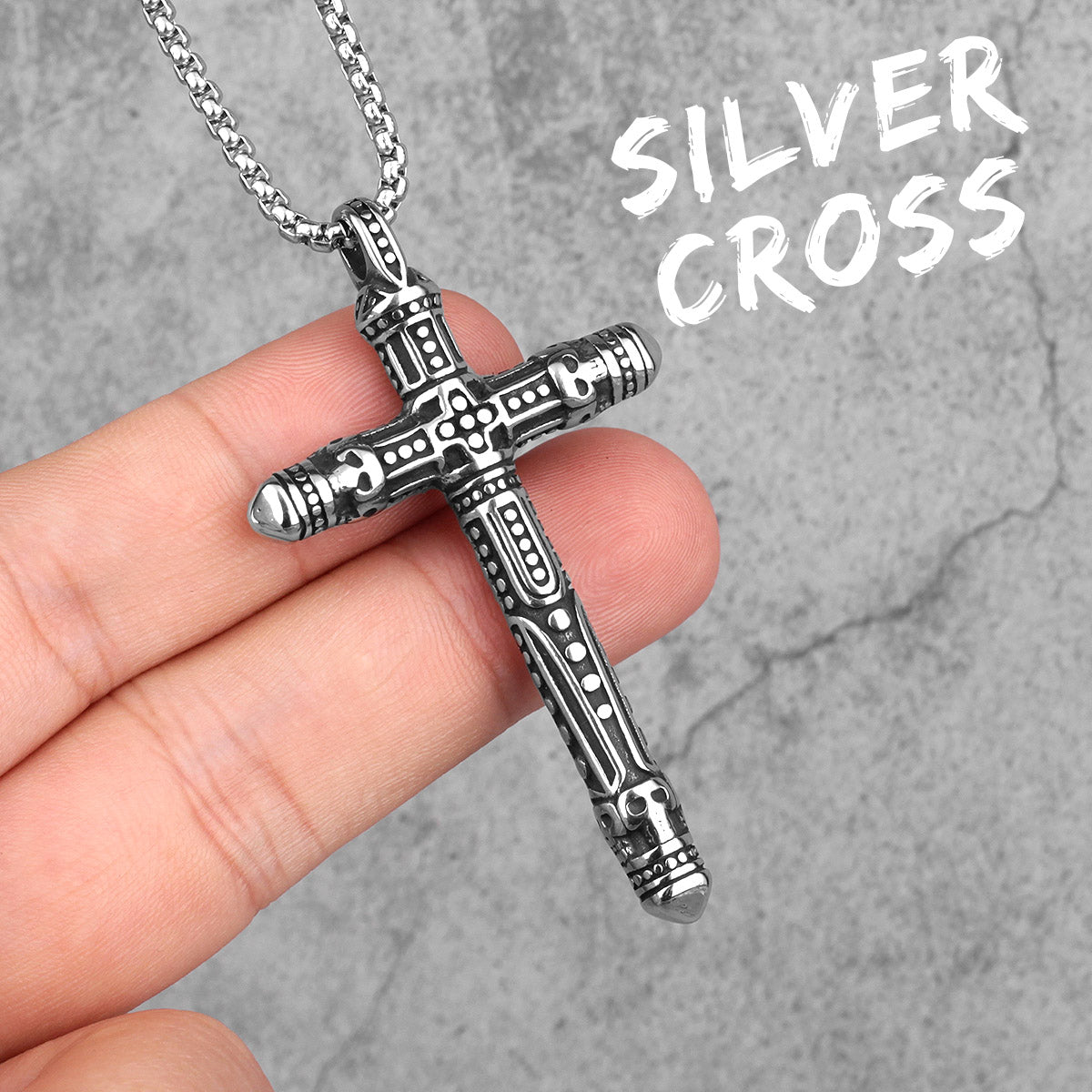 Rugged Cross | 316L No Fade Stainless Steel Black Silver Hip Hop