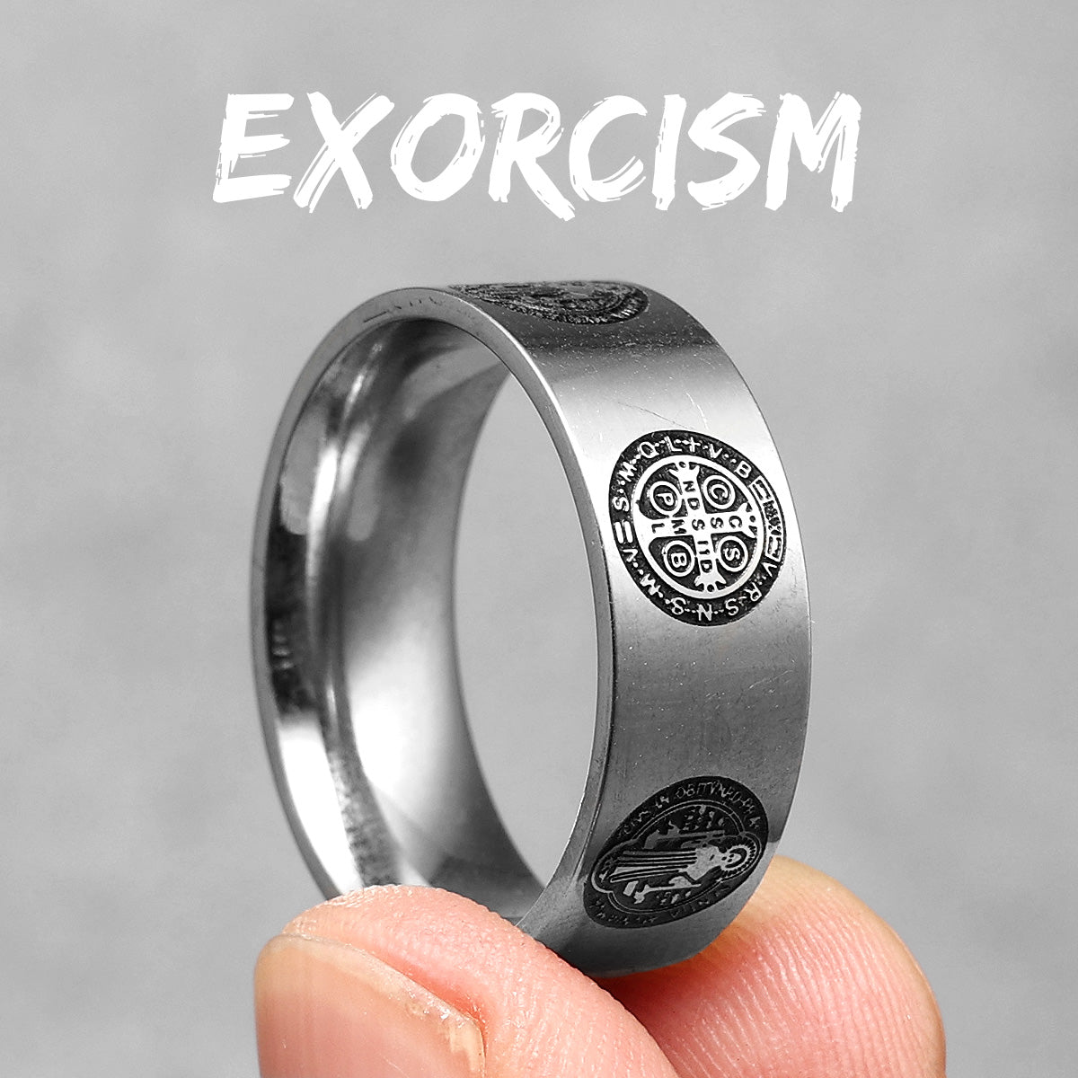 Devils Come Out | 316L No Fade Stainless Steel Saint Benedict Exorcism Cross Ring