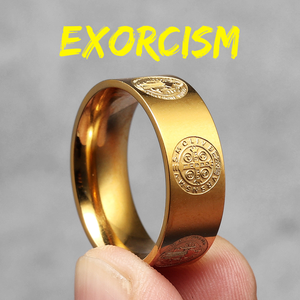 Devils Come Out | 316L No Fade Stainless Steel Saint Benedict Exorcism Cross Ring