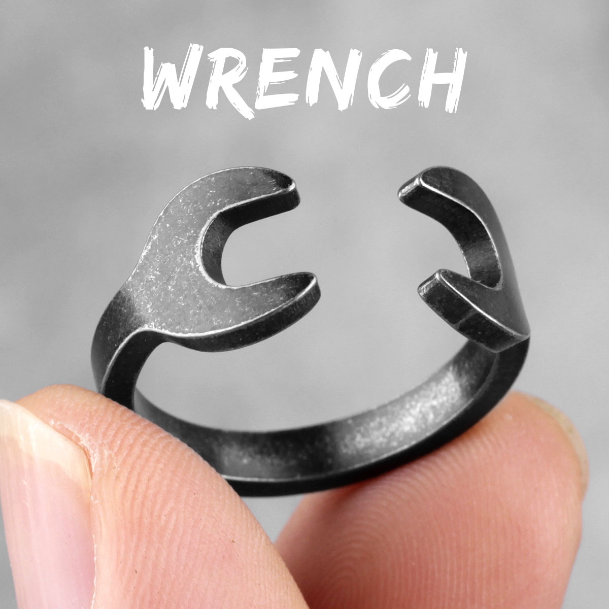 The Wrench | No Fade 316L Black Stainless Steel Grease Monkey Wrench Ring