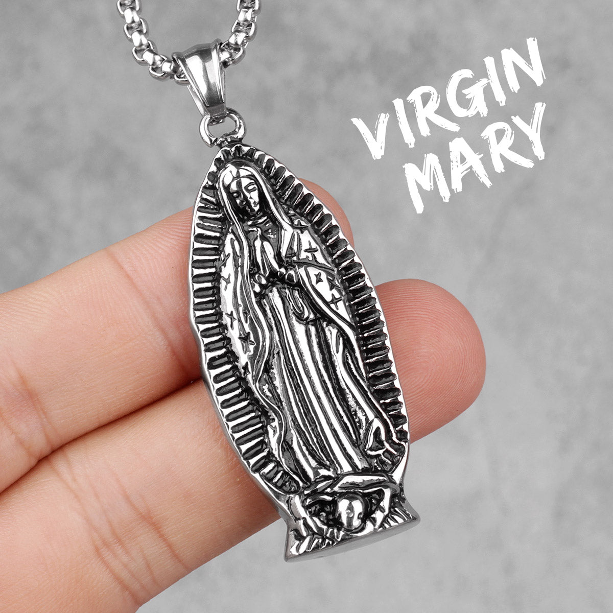 Virgin Mary | 316L No Fade Stainless Steel Original Prayer Protection Pendant Necklace