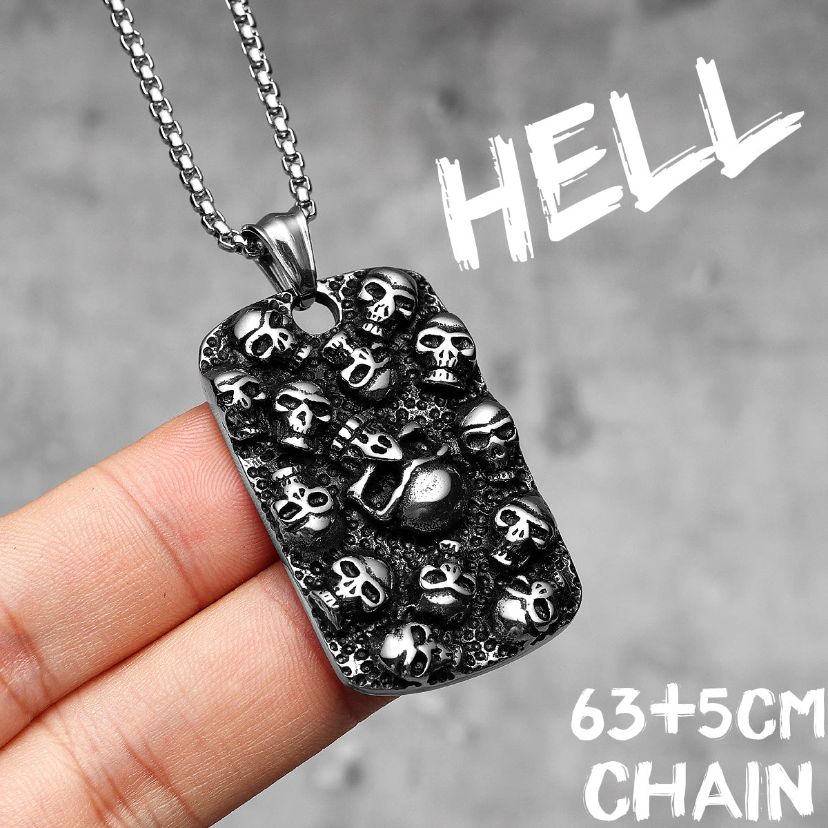 Hell | 316L No Fade Stainless Steel The Depths Of Hell Hip Hop Pendant Chain Necklace